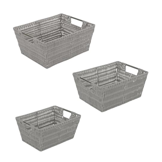 Simplify 3-Piece Rattan Tote Basket Set